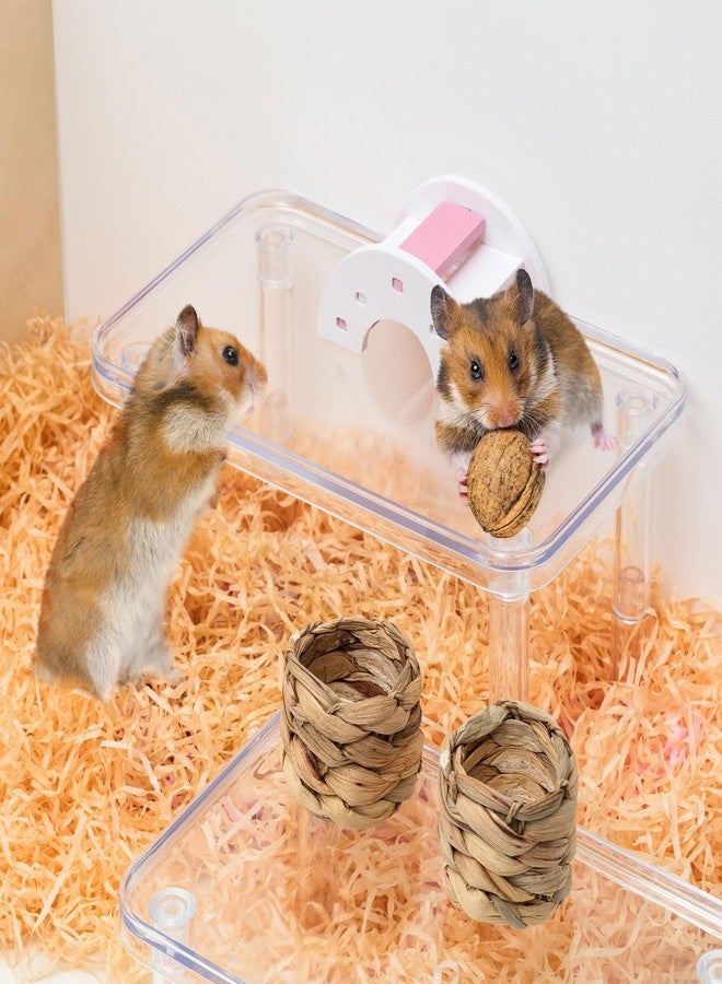 Ripeng 2 Sets Hamster Platform Cage Accessories Small Pets Plastic Transparent Play Stand for Gerbils Dwarf Syrian Hamsters Mice Chinchilla Parrot Bird Small Animals - Image 4